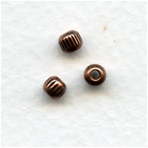 Fluted Oxidized Copper Spacer Beads 3.5mm (24)