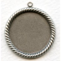 Round 25mm Rope Edge Settings Oxidized Silver (6)