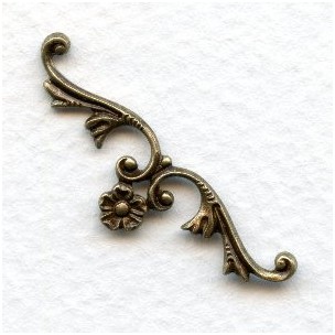 Floral Swag Stampings Oxidized Brass 35mm (6)