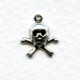 Tiny Skull and Crossbones with Loop Oxidized Silver 12mm (12)