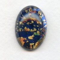 Dark Blue Glass Opal Cabochon Handmade 25x18mm