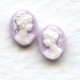 Cameos 8x6mm Girl in a Ponytail White on Lilac