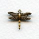 Dragonfly Charms Upturned Wings Oxidized Brass (12)