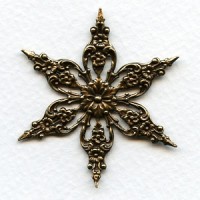 Filigree Star or Flower Shape Oxidized Brass 49mm (1)