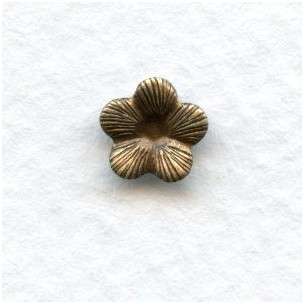Tiny Flowers 7mm Oxidized Brass with Textured Petals (24)