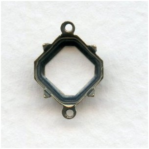 Square Octagon 10mm Setting Connectors Oxidized Brass (12)