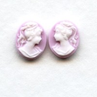 Cameos Girl in a Ponytail White on Lavender 10x8mm