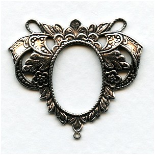 Elegant Romantic Three Loop Connectors Oxidized Silver (4)