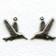 Hummingbird Pendant Charms Oxidized Silver 15mm (6 sets)