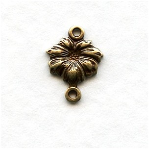 Tiny Flower Connectors Oxidized Brass (12)