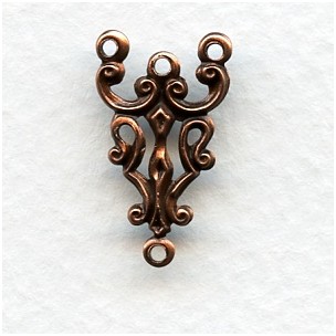 Gothic Style Three Strand Connector Oxidized Copper
