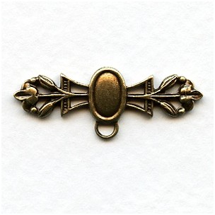 Floral Detail Bar Element with Loop Oxidized Brass 35mm (1)