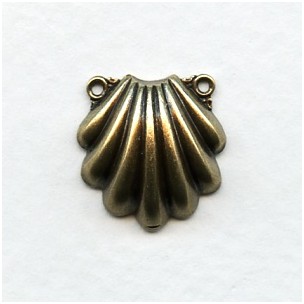 Shell-Shaped Connectors Oxidized Brass 16x15mm (4)