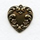 Floral Detail Heart Pendants Oxidized Brass 21mm (2)