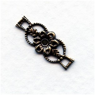 Floral Detail Connector Oxidized Brass for 2mm Flat Back Stones (4)