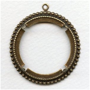 Beaded Edge Setting 38mm Oxidized Brass (1)