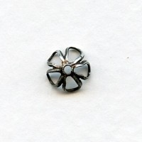 Retro Flower Power Bead Caps 6mm Oxidized Silver (24)