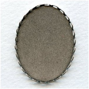 Lace Edge Settings 40x30mm Oxidized Silver (6)