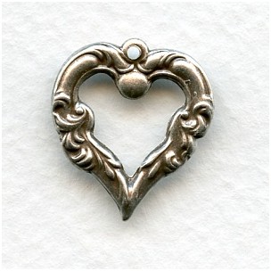 Fancy Heart Pendant Oxidized Silver 18mm (12)