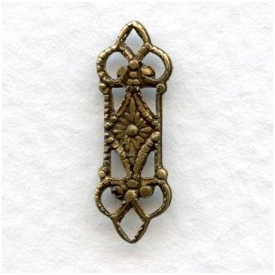 Fancy Tiny Filigree Connectors Oxidized Brass (12)