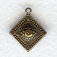 Ornate Squares with a Loop Oxidized Brass 18mm (6)