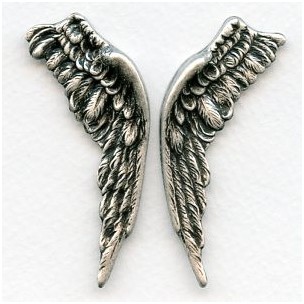 Large Wings Oxidized Silver 58mm (1 set)
