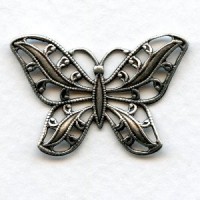 Filigree Butterflies 30mm Oxidized Silver (3)