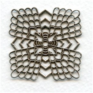 Elegant Flat Filigrees 38mm Oxidized Silver (3)