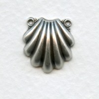 Shell-Shaped Connectors Oxidized Silver 16x15mm (4)