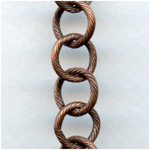 Large 10mm Link Textured Chain Oxidized Copper (3 ft)