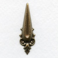 Prong Effect Stampings Long Narrow Oxidized Brass (12)