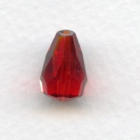 Ruby Machine Cut Glass Tear Drop Beads 13x9mm
