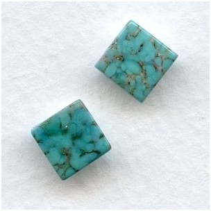 ^Turquoise Matrix Glass Tiles Square Buff-Top 8mm