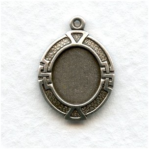 Greek Key Setting Pendant 10x8mm Oxidized Silver (6)