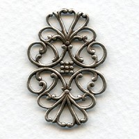 Filigree Flat Oval Connector Oxidized Silver 33mm (6)