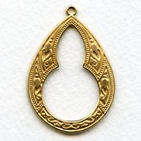 Ornate Pendant Hoops Raw Brass (4)