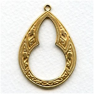 Ornate Pendant Hoops Raw Brass (4)