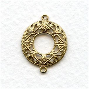 Filigree Connector Hoops Raw Brass 22mm (6)