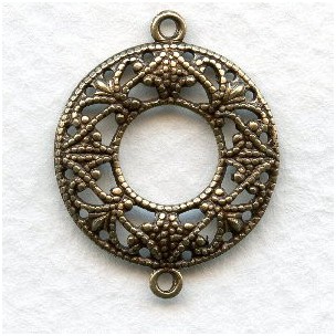 Filigree Connector Hoops Oxidized Brass 22mm (6)