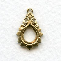Gothic Detail Raw Brass Pendant Drops 19mm (12)