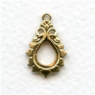 Gothic Detail Raw Brass Pendant Drops 19mm (6)