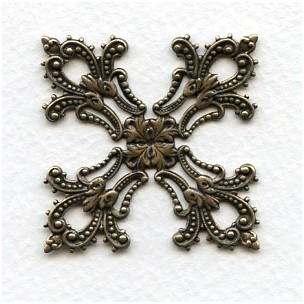 Maltese Cross Filigree Stamping in Oxidized Brass (1)