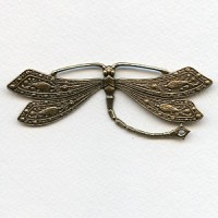 ^Vintage Rare Huge Oxidized Brass Dragonfly Stamping (1)