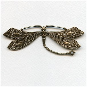 ^Vintage Rare Huge Oxidized Brass Dragonfly Stamping (1)