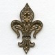 Smaller Exquisite Fleur-de-lys Stamping Oxidized Brass Rare Vintage (1)