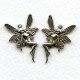 Nude Fairy Charms Top Loops Right Left Oxidized Silver (6 sets)