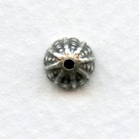 Fluted Bead Caps 7.5mm Oxidized Silver (12)