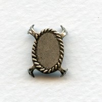Turtle Style Settings 18x13mm Oxidized Silver (12)