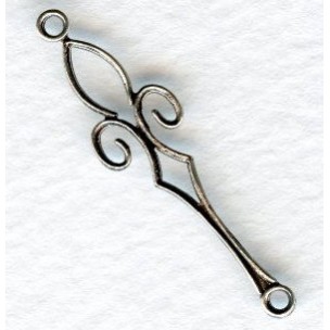 Slender Fleur-de-Lis Connectors Oxidized Silver 37mm (6)