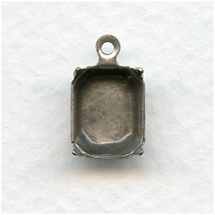 Octagon Shape Setting Pendants 10x8mm Oxidized Silver (12)
